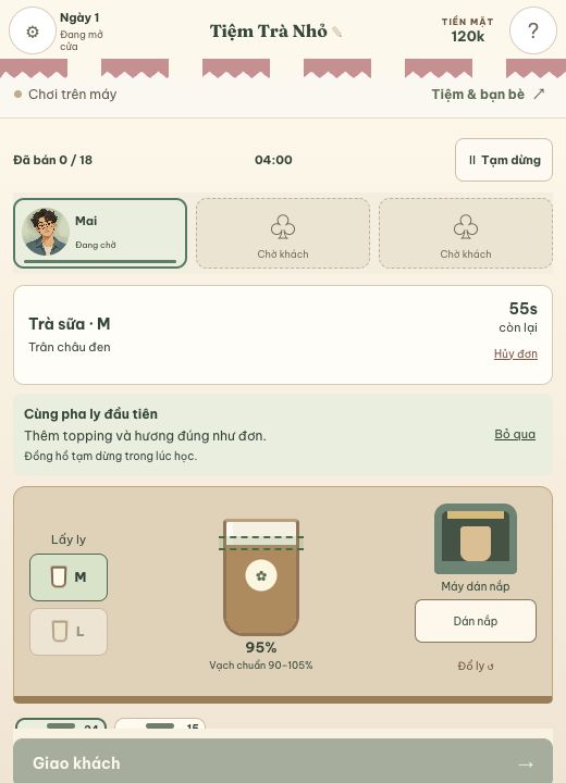 Quầy pha trà sữa trong Tiệm Trà Nhỏ