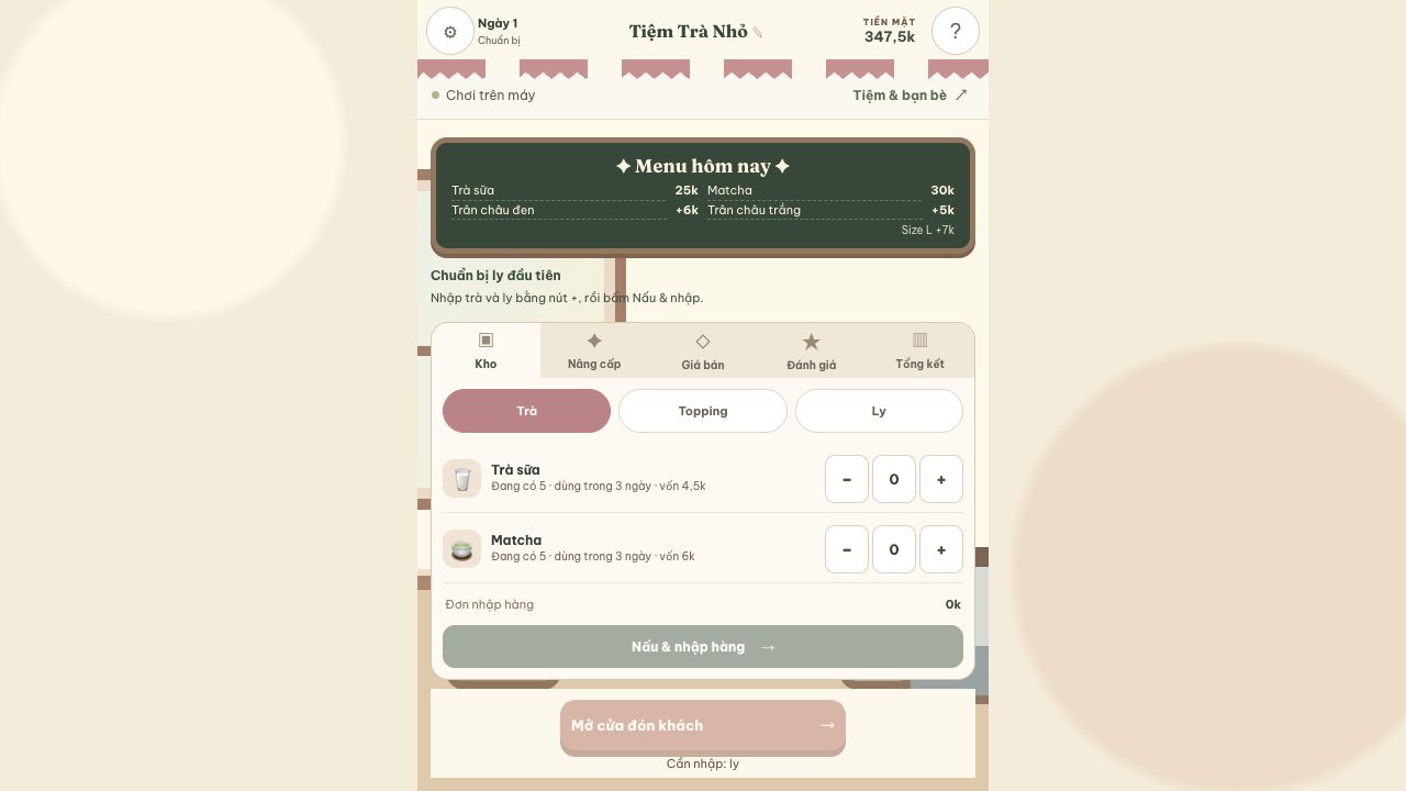 Tiệm Trà Nhỏ Little Tea Shop, as it opens in a browser tab